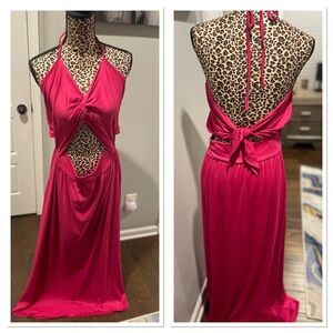Eldridge Pink Halter Backless Sundress for Night Out